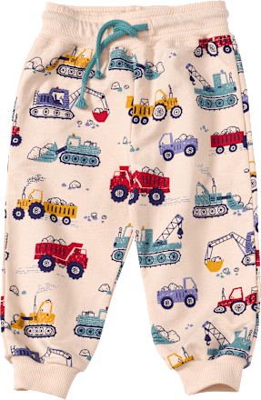 Joggingbroek met bouwplaatspatroon, beige, maat 110, 1 stuk