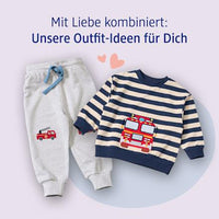 Joggingbroek met brandweermotief, grijs, maat 104, 1 stuk
