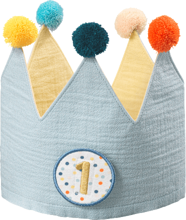 Kinder Geburtstagskrone aus Musselin, blau, 1 St
