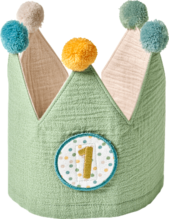 Kinderverjaardagskroon van mousseline, groen, 1 stuk