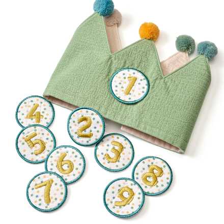 Kinderverjaardagskroon van mousseline, groen, 1 stuk