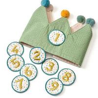 Kinderverjaardagskroon van mousseline, groen, 1 stuk