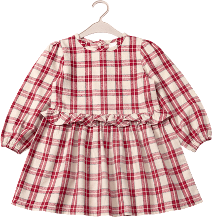 Kleid aus Flanell mit Karo-Muster, rot, Gr. 104, 1 St