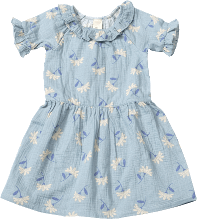 Kleid aus Musselin mit Blumen-Muster, blau, Gr. 92, 1 St ALANA