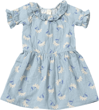 Kleid aus Musselin mit Blumen-Muster, blau, Gr. 92, 1 St ALANA