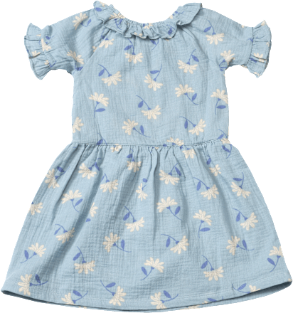 Kleid aus Musselin mit Blumen-Muster, blau, Gr. 92, 1 St ALANA