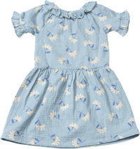 Kleid aus Musselin mit Blumen-Muster, blau, Gr. 92, 1 St ALANA