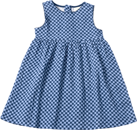 Kleid aus Musselin mit Karo-Muster, blau, Gr. 86, 1 St