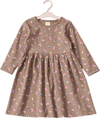 Kleid mit Blumen-Muster & Ripp-Struktur, braun, Gr. 110, 1 St