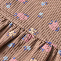 Kleid mit Blumen-Muster & Ripp-Struktur, braun, Gr. 128, 1 St