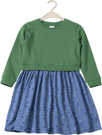 Kleid mit Herz-Muster, grün & blau, Gr. 122, 1 St
