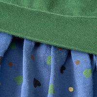 Jurk met hartjespatroon, groen &amp; blauw, maat 128, 1 stuk