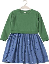 Jurk met hartjespatroon, groen &amp; blauw, maat 128, 1 stuk