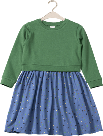 Jurk met hartjespatroon, groen &amp; blauw, maat 128, 1 stuk