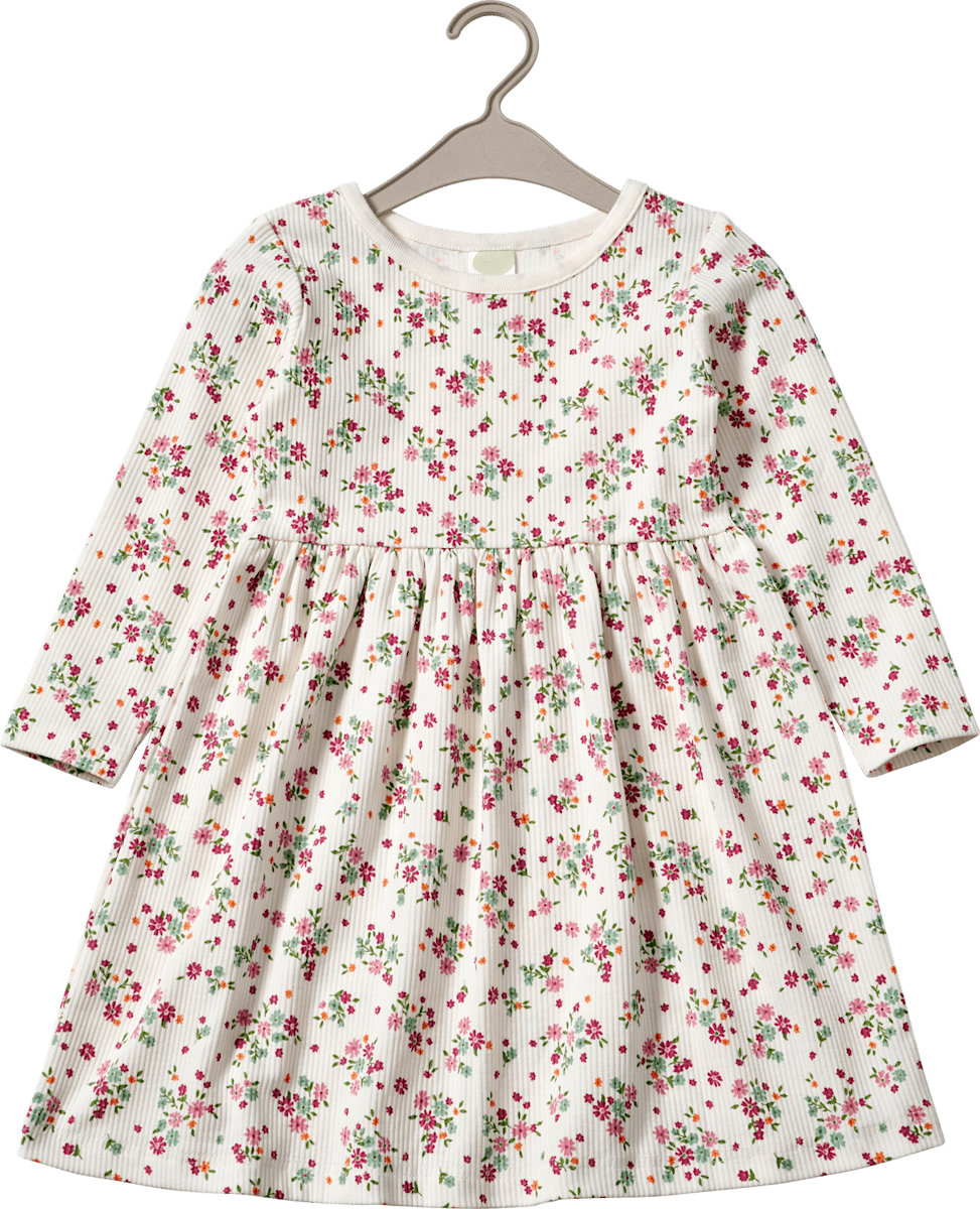 ALANA Kleid mit Ripp-Struktur & Blumen-Muster, weiß & rosa, Gr. 104, 1 St