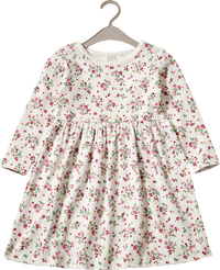 Kleid mit Ripp-Struktur & Blumen-Muster, weiß & rosa, Gr. 128, 1 St