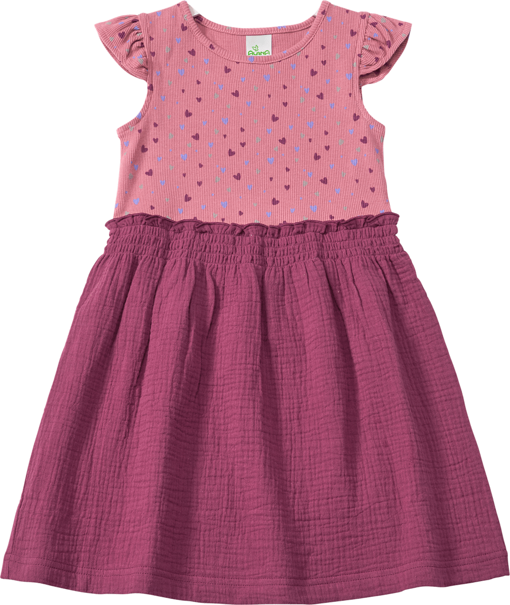 ALANA Kleid mit Ripp-Struktur & Musselin-Rock, rosa, Gr. 116, 1 St