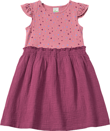 Kleid mit Ripp-Struktur & Musselin-Rock, rosa, Gr. 128, 1 St