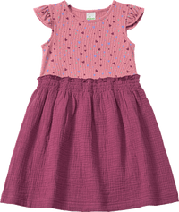 Kleid mit Ripp-Struktur & Musselin-Rock, rosa, Gr. 128, 1 St