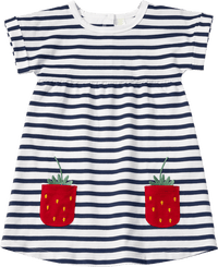 ALANA Kleid mit Streifen & Erdbeer-Taschen, blau + weiß, Gr. 122, 1 St
