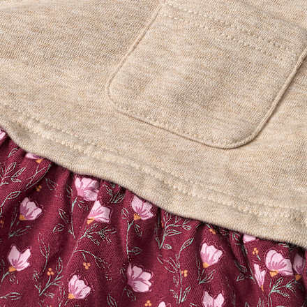 Kleid mit Taschen & Blumen-Muster, beige & rosa, Gr. 122, 1 St