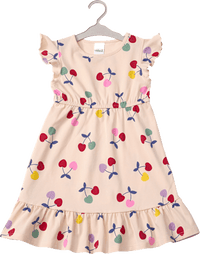 Kleid Pro Climate mit Kirsch-Muster, beige, Gr. 128, 1 St