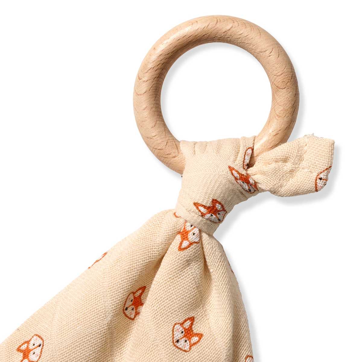 Kuscheltuch aus Musselin mit Fuchs-Muster, beige, 1 St