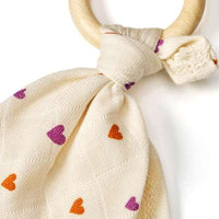 Kuscheltuch mit Herz-Muster, lila & orange, 1 St