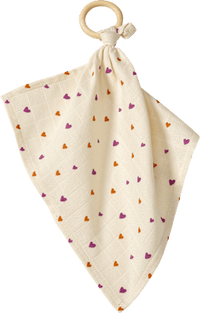 Kuscheltuch mit Herz-Muster, lila & orange, 1 St