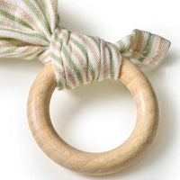 Kuscheltuch mit Holzring & Ringel-Muster, grün, 1 St