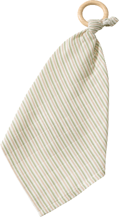 Kuscheltuch mit Holzring & Ringel-Muster, grün, 1 St