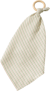 Kuscheltuch mit Holzring & Ringel-Muster, grün, 1 St