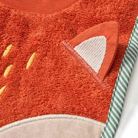 Slabbetje met 3D vos applicatie, oranje, 1 stuk