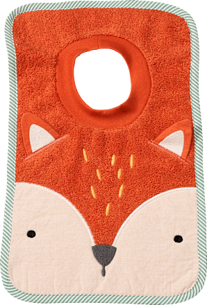 Slabbetje met 3D vos applicatie, oranje, 1 stuk