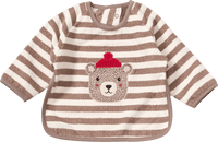 Lätzchen mit Ärmel & Bären-Motiv, beige, 1 St