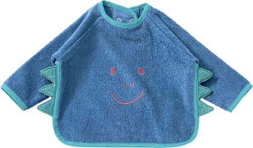 Slabbetje met mouwen &amp; dinosaurusmotief, blauw, 1 stuk