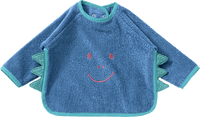 Slabbetje met mouwen &amp; dinosaurusmotief, blauw, 1 stuk