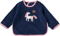 Slabbetje met mouwen en eenhoornmotief, blauw, 1 stuk