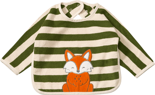 Bavoir ALANA avec manches et motif renard, vert, 1 pièce