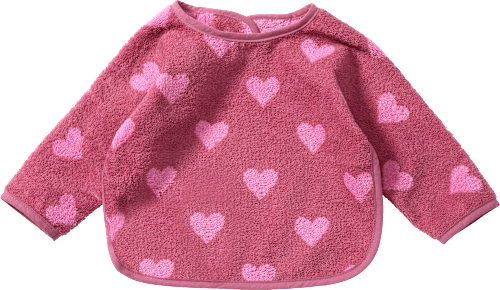 Lätzchen mit Ärmel & Herz-Muster, rosa, 1 St