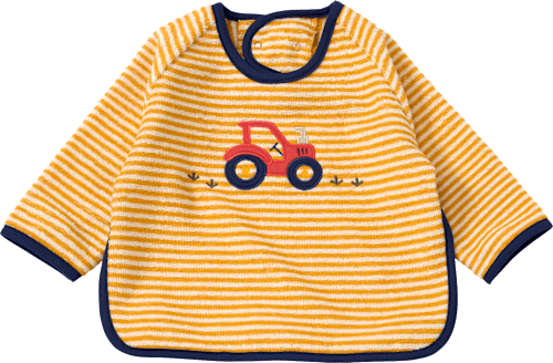 Slabbetje met mouwen &amp; tractormotief, geel, 1 stuk