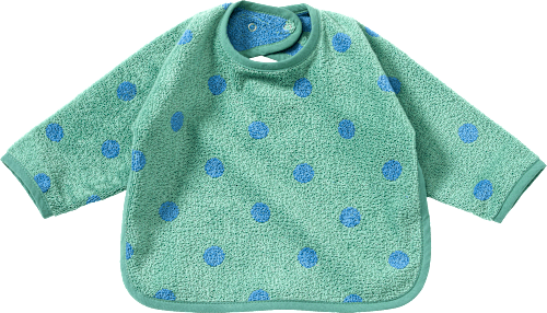Lätzchen mit Ärmel & Punkte-Muster, grün & blau, 1 St