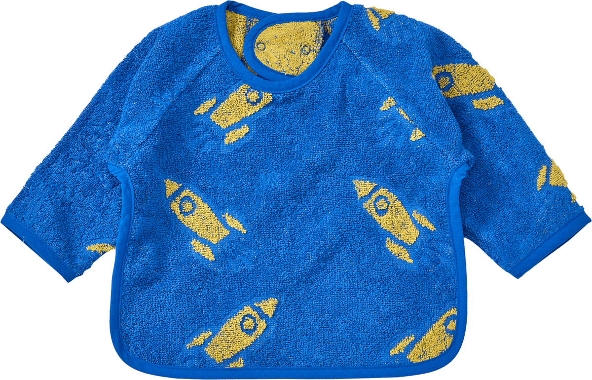 ALANA Lätzchen mit Ärmel & Raketen-Muster, blau, 1 St