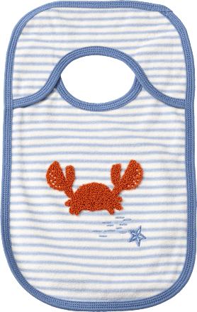 Lätzchen mit Krebs-Applikation, blau + weiß, 1 St
