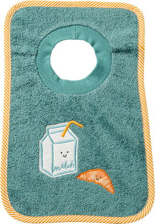 Lätzchen mit Milch & Croissant-Motiv, blau, 1 St