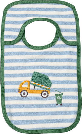 Slabbetje met vuilniswagenapplicatie, blauw, 1 stuk