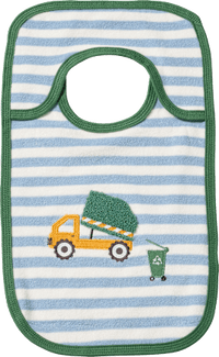 Slabbetje met vuilniswagenapplicatie, blauw, 1 stuk