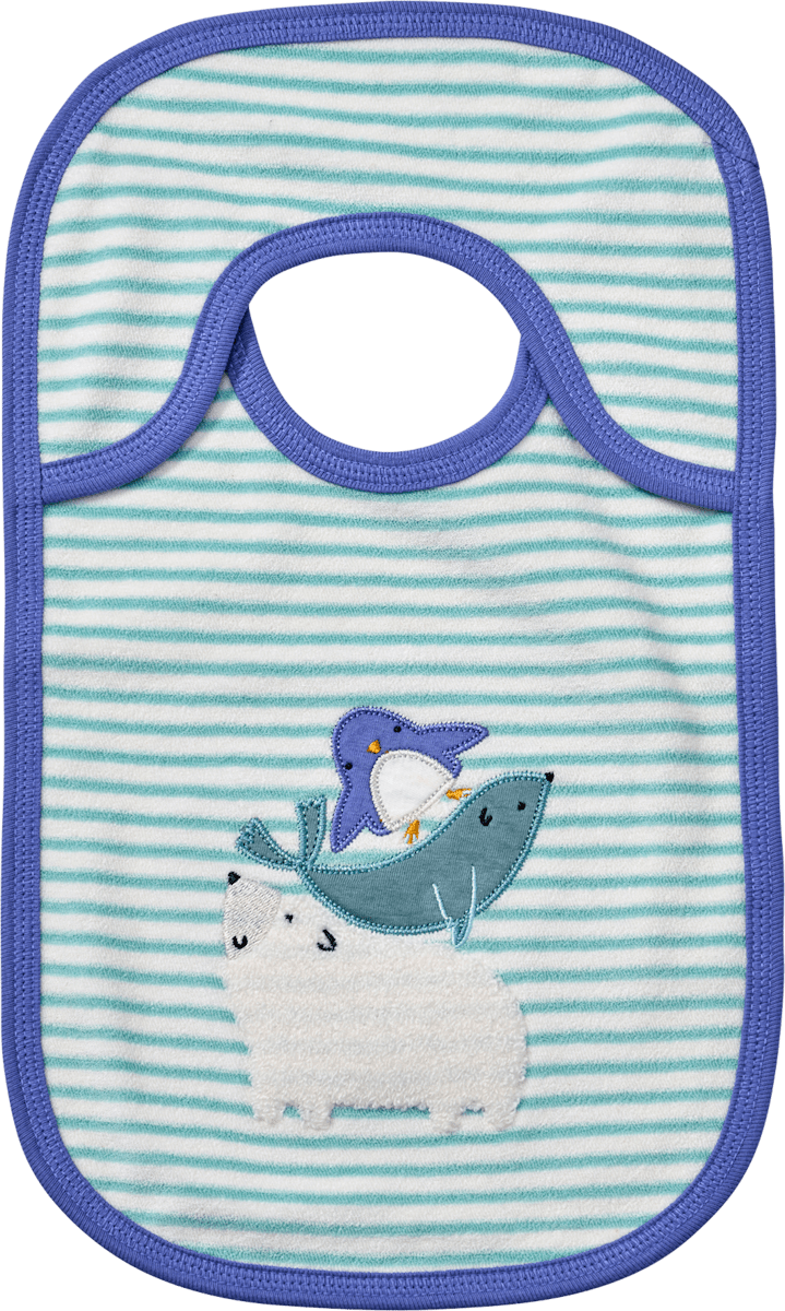 ALANA Lätzchen mit Streifen & Tier-Applikation, blau + weiß, 1 St