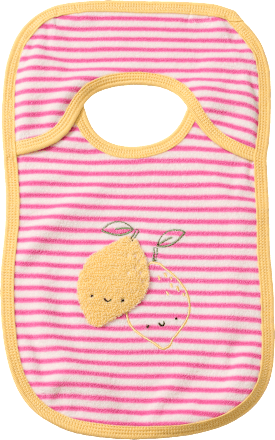 Lätzchen mit Zitronen-Applikation, rosa + weiß, 1 St