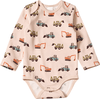 Langarmbody Pro Climate mit Baustellenfahrzeug-Muster, beige, Gr. 86/92, 1 St ALANA